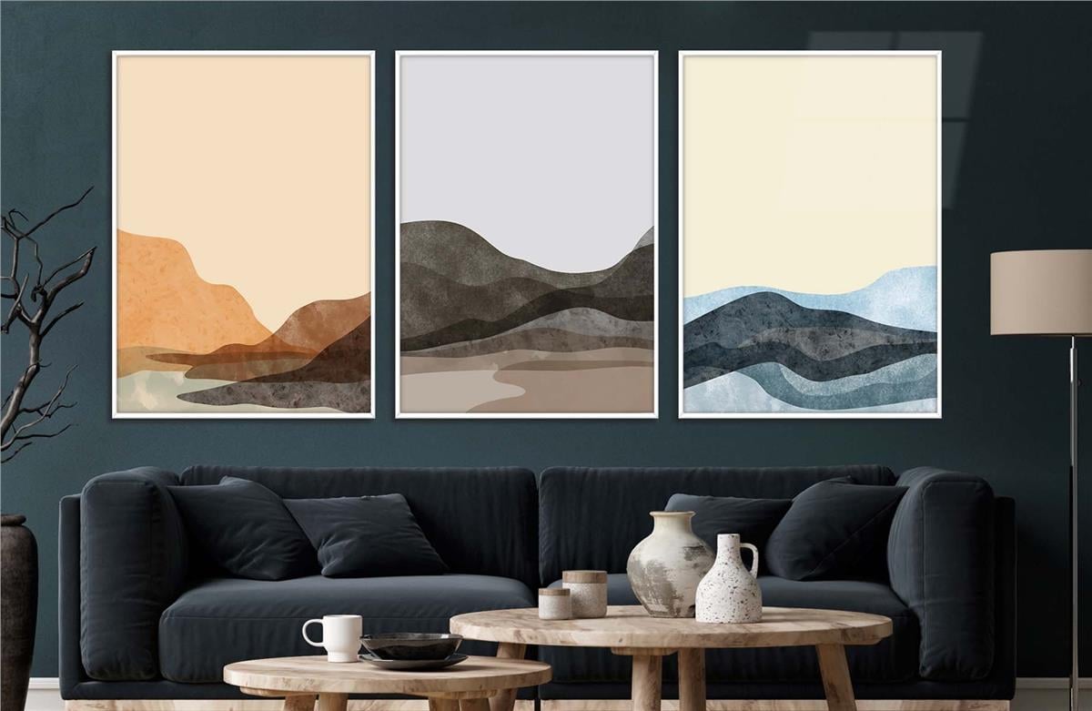 Alüminyum Çerçeveli Sanat Temalı 3'lü Set MDF Tablo 0023