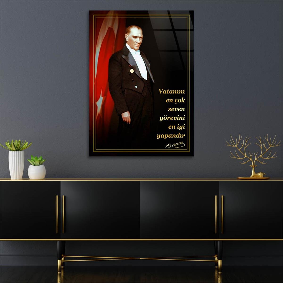 Dikey VatanTemalı Cam Tablo 263