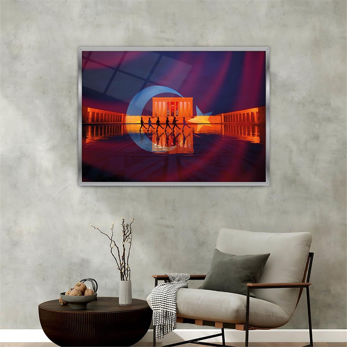 Alüminyum Çerçeveli Vatan Temalı Cam Tablo 068