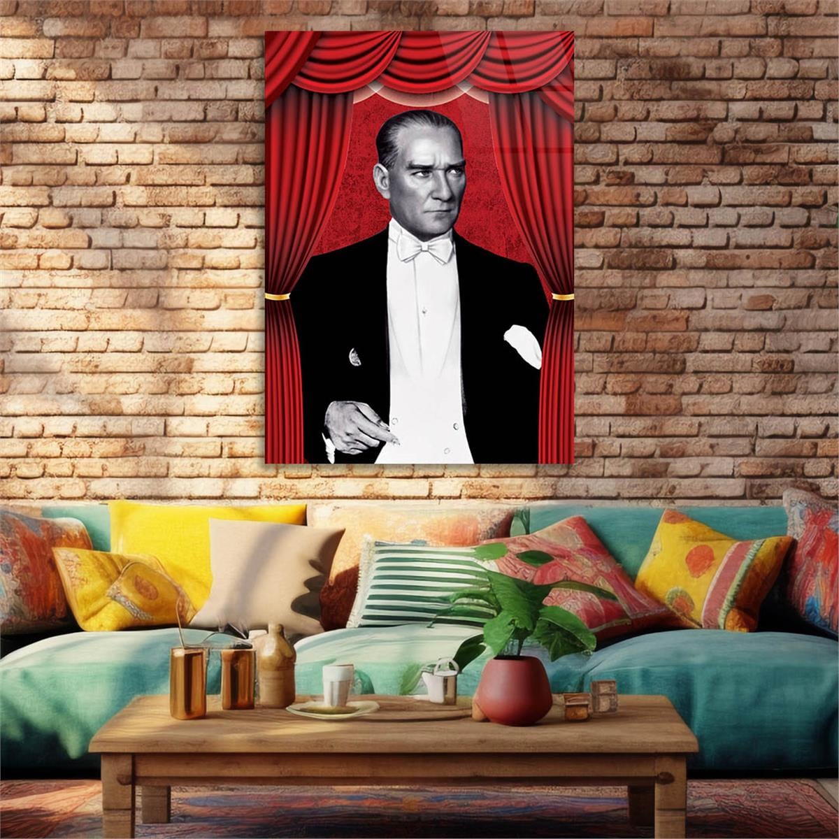 Mustafa Kemal Atatürk Gehard Glasschilderij 