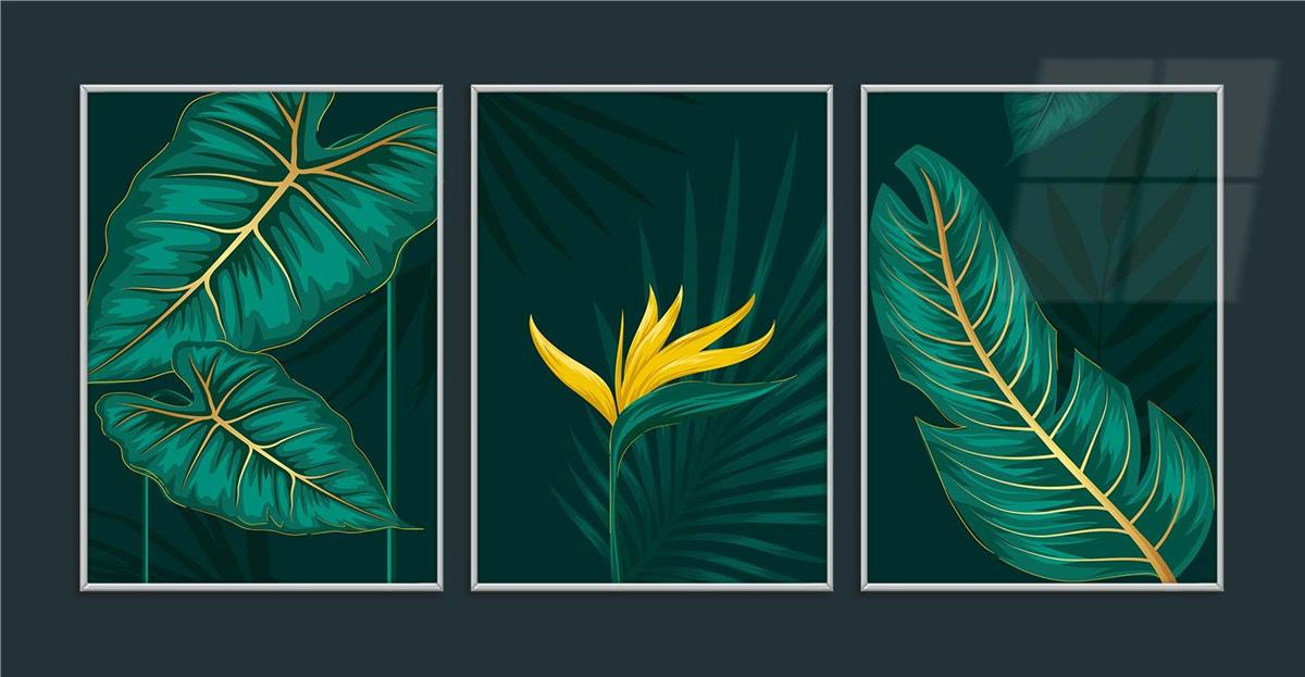 Alüminyum Çerçeveli Sanat Temalı 3'lü Set CAM Tablo 0017