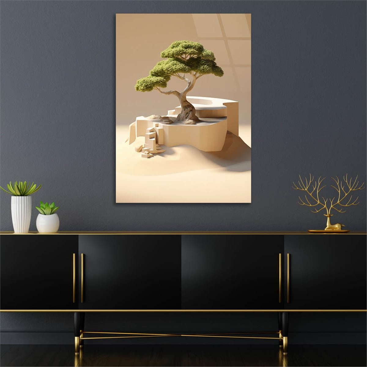 Dikey Doğa Temalı Cam Tablo 400