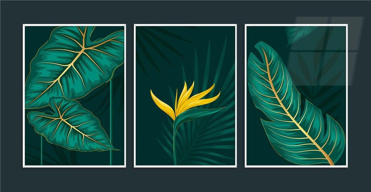 Alüminyum Çerçeveli Sanat Temalı 3'lü Set CAM Tablo 0017