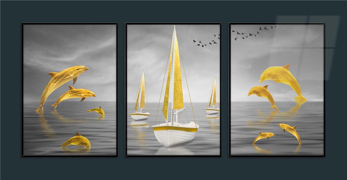 Alüminyum Çerçeveli Sanat Temalı 3'lü Set MDF Tablo 0066