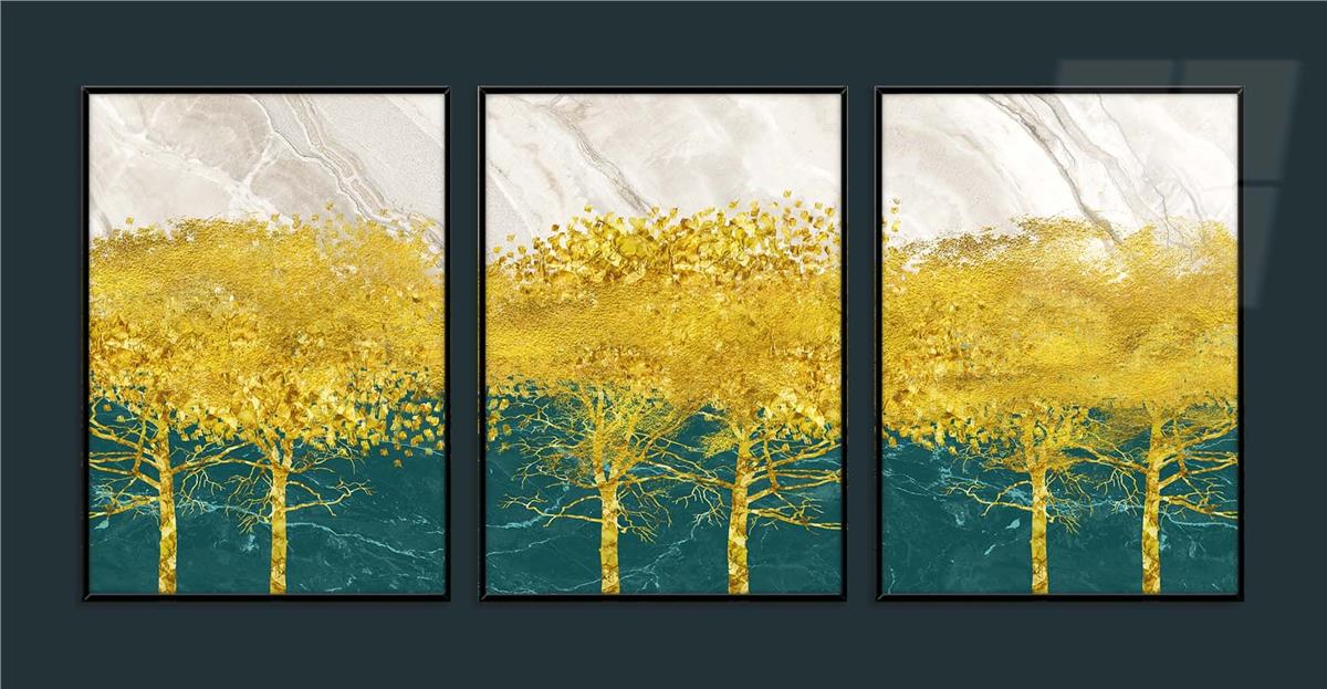 Alüminyum Çerçeveli Sanat Temalı 3'lü Set CAM Tablo 0035