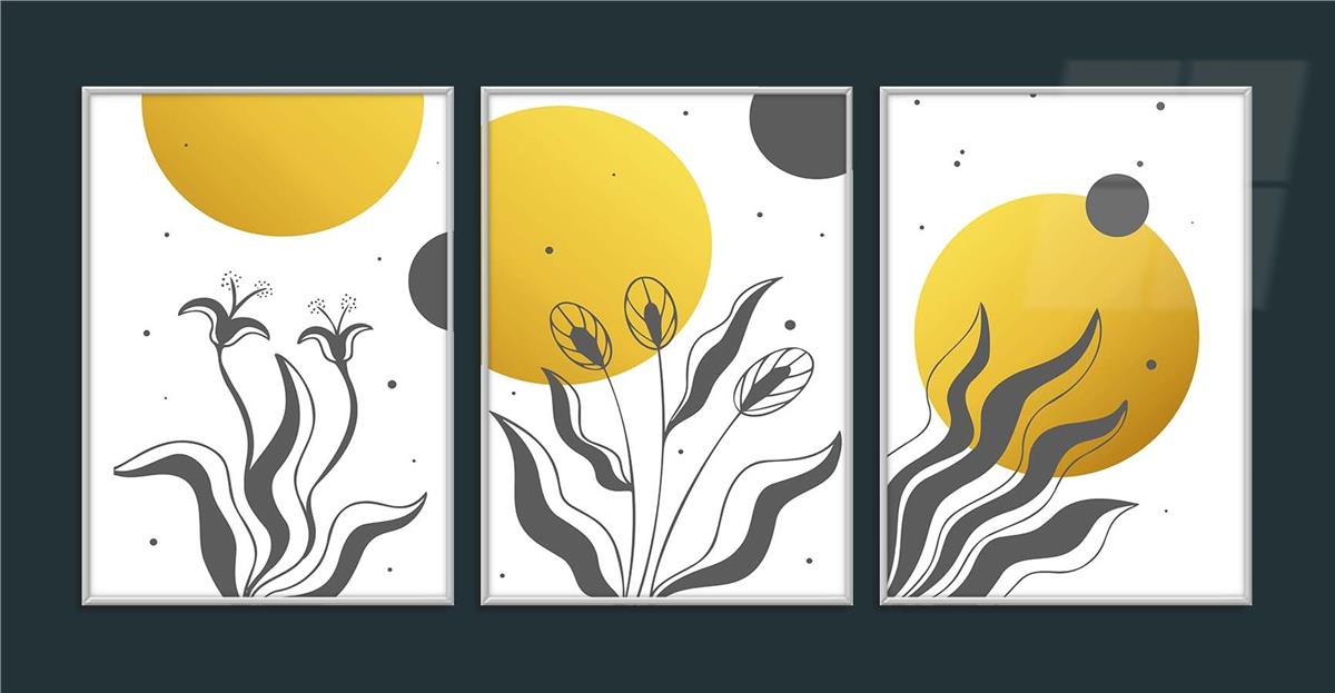 Alüminyum Çerçeveli Sanat Temalı 3'lü Set CAM Tablo 0010