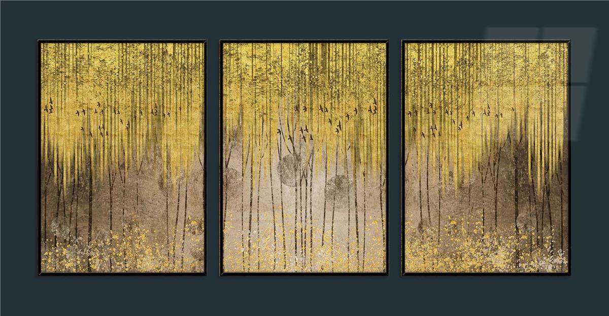 Alüminyum Çerçeveli Sanat Temalı 3'lü Set MDF Tablo 0044