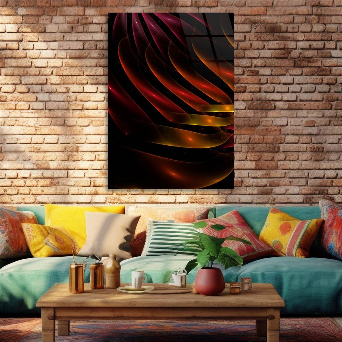 Dikey Sanat Temalı Cam Tablo 410