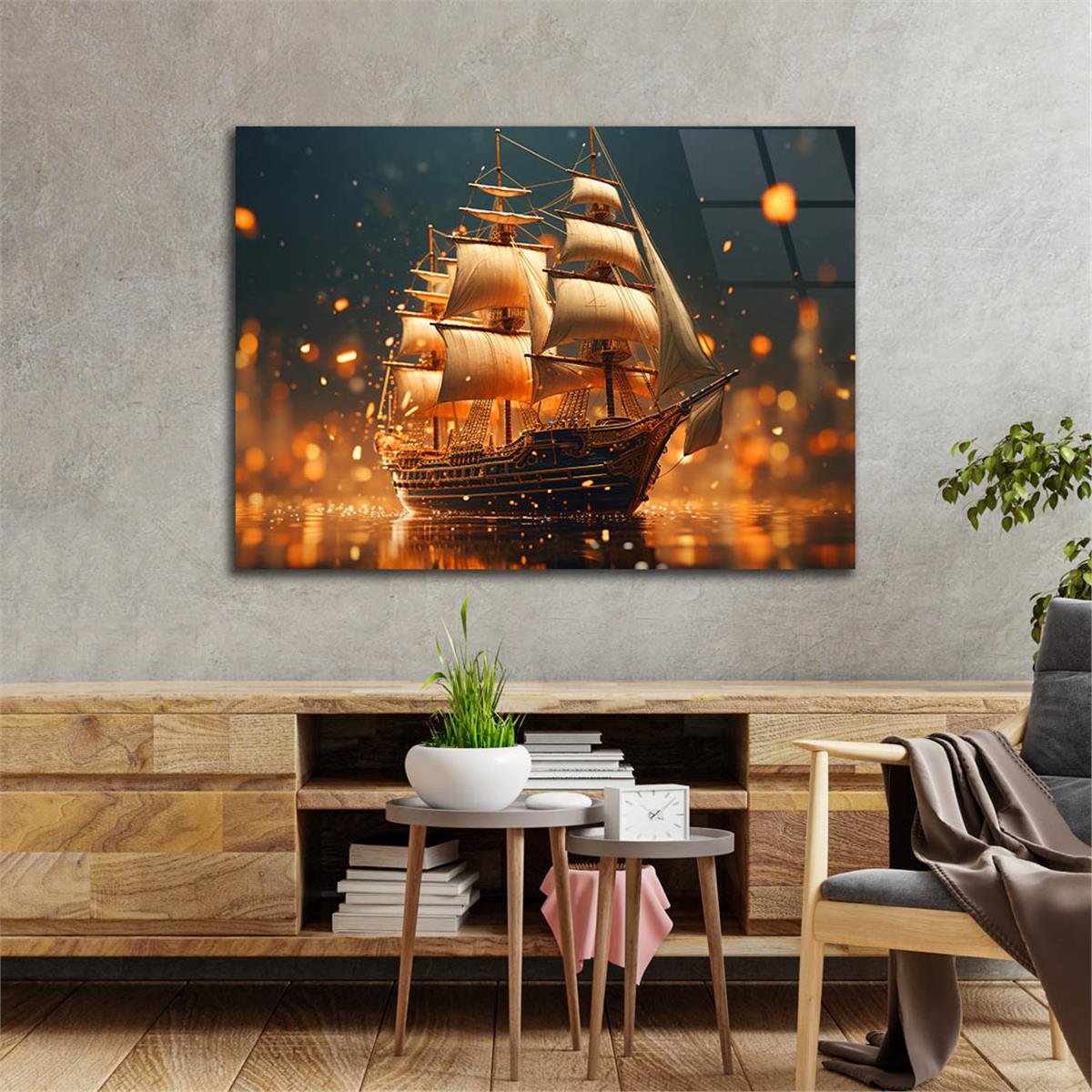 Horizontal Art-Themed Tempered Glass Wall Art 496