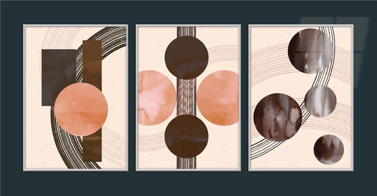 Alüminyum Çerçeveli Sanat Temalı 3'lü Set MDF Tablo 0015