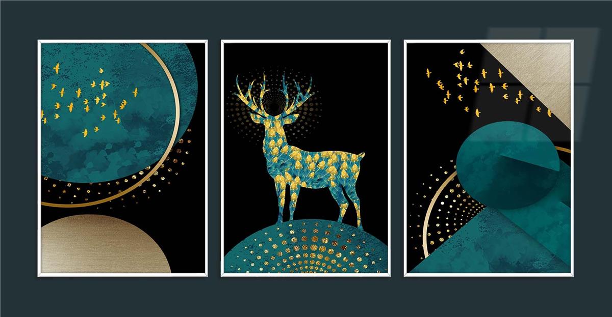 Alüminyum Çerçeveli Sanat Temalı 3'lü Set CAM Tablo 0036