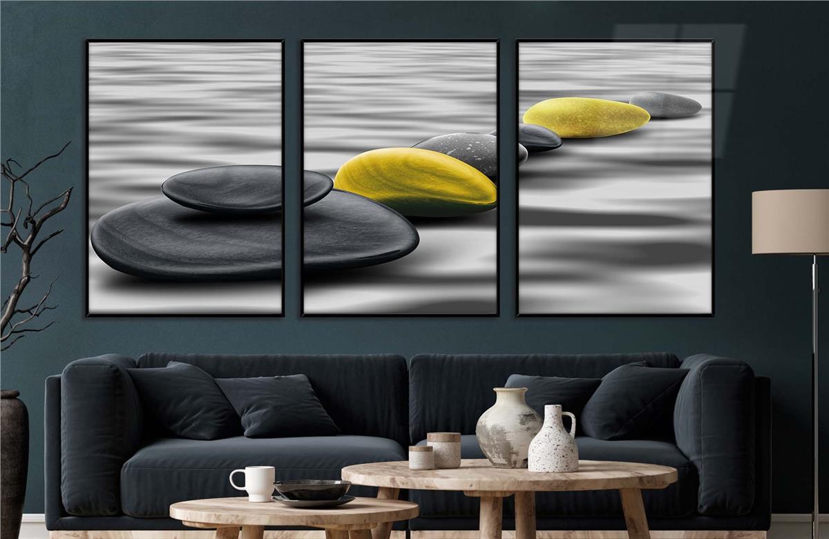 Alüminyum Çerçeveli Sanat Temalı 3'lü Set CAM Tablo 0064