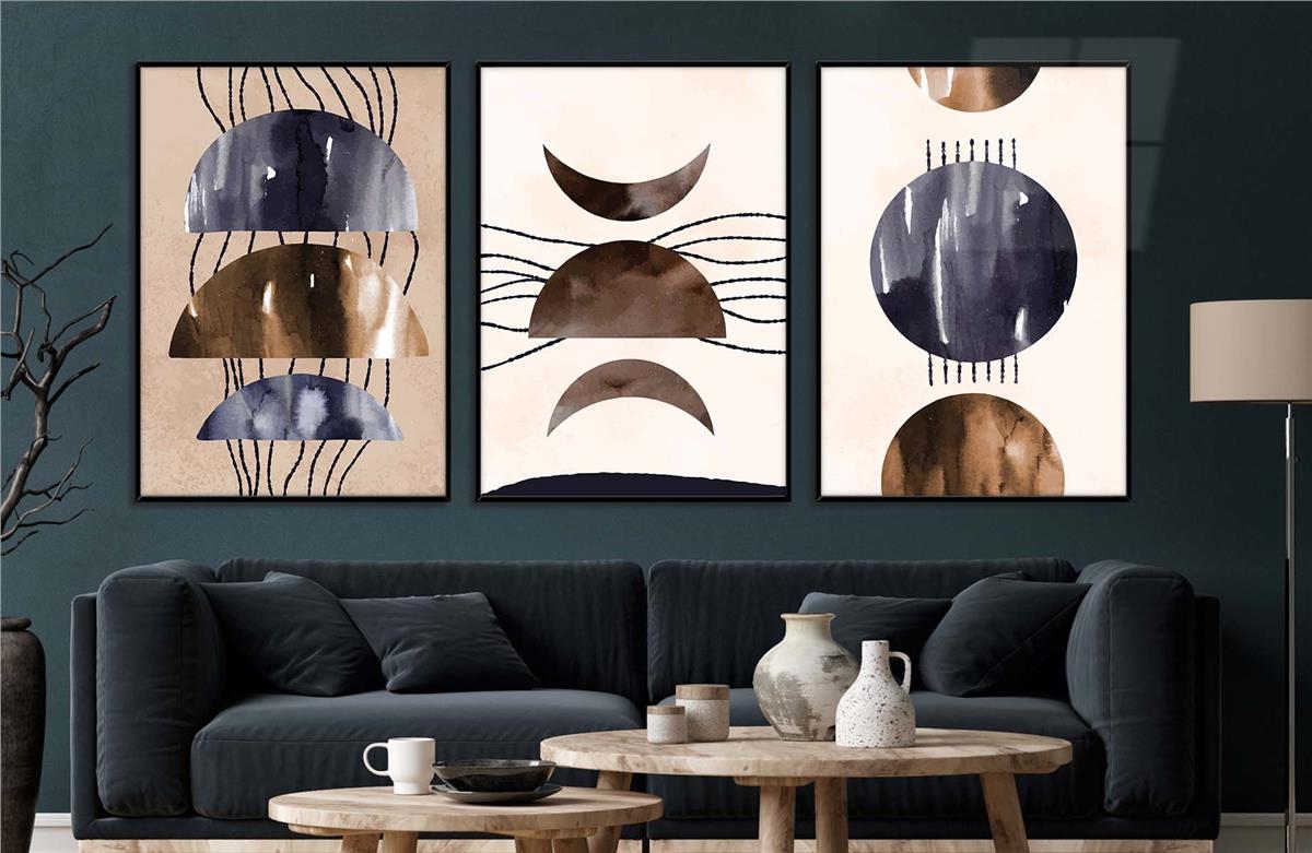 Alüminyum Çerçeveli Sanat Temalı 3'lü Set CAM Tablo 0013