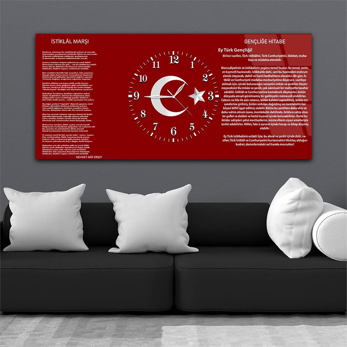 Middle-Clock, Homeland-Themed Horizontal Glass Wall Painting 002