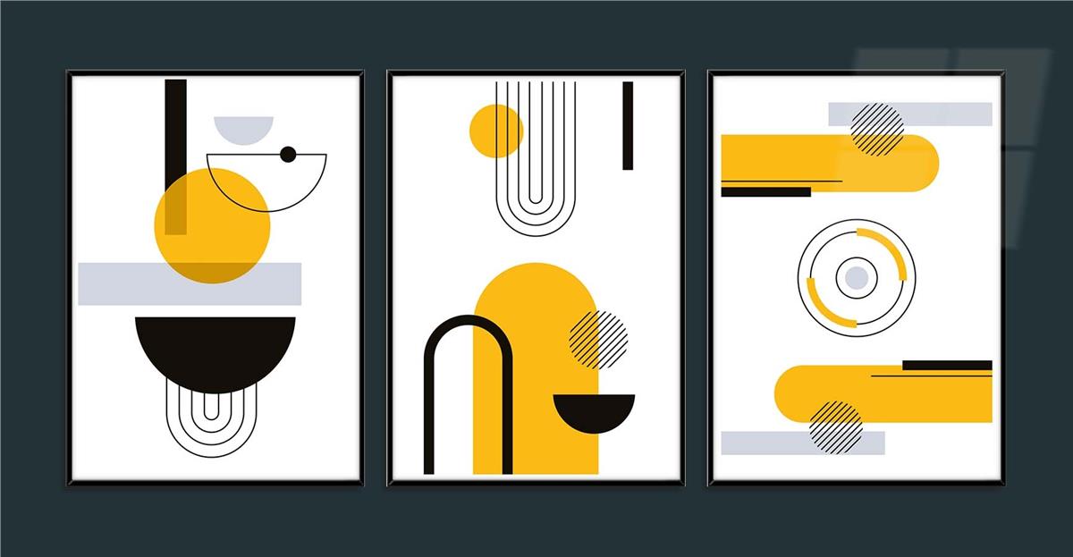 Alüminyum Çerçeveli Sanat Temalı 3'lü Set MDF Tablo 0003