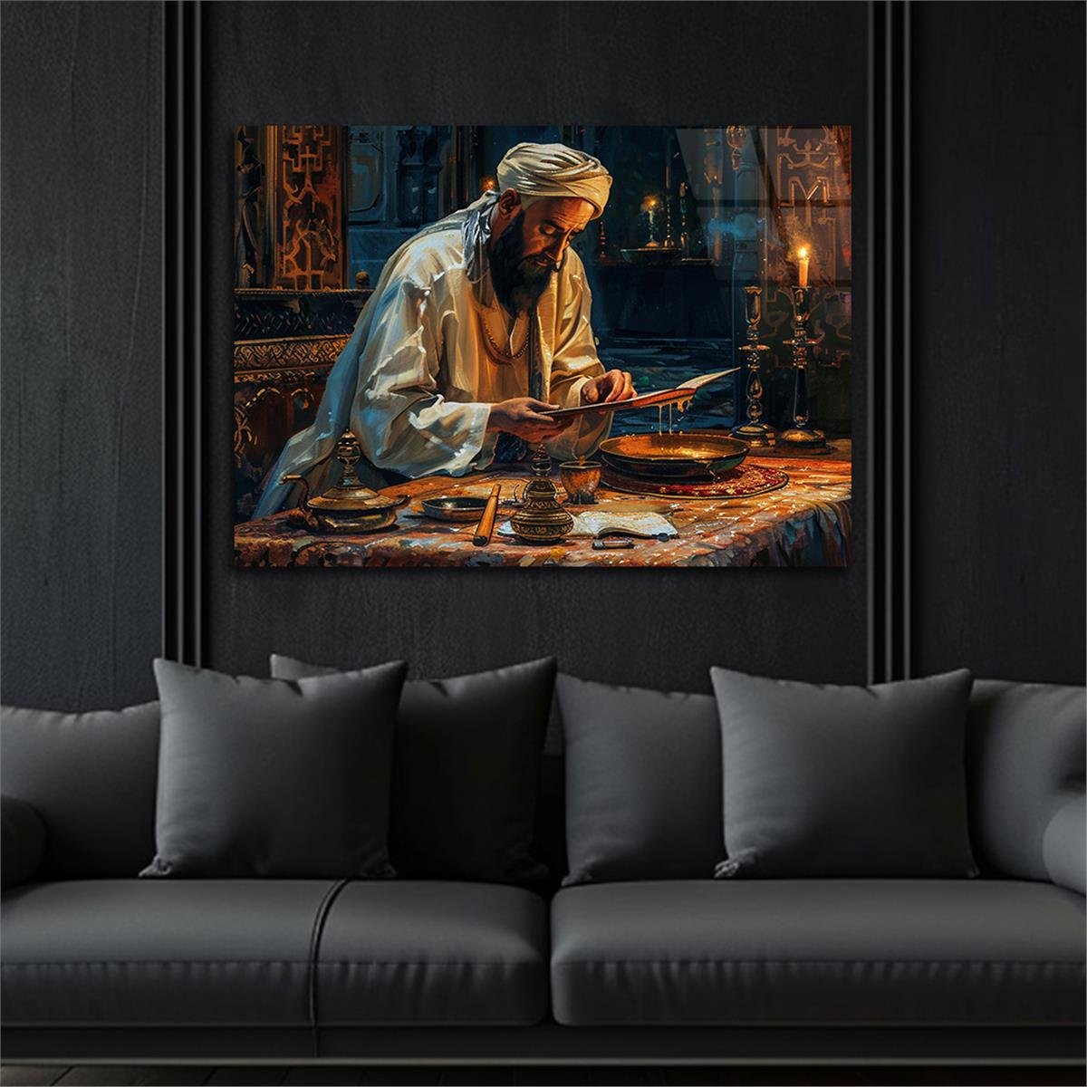 Yatay Dini Temalı Cam Tablo 213