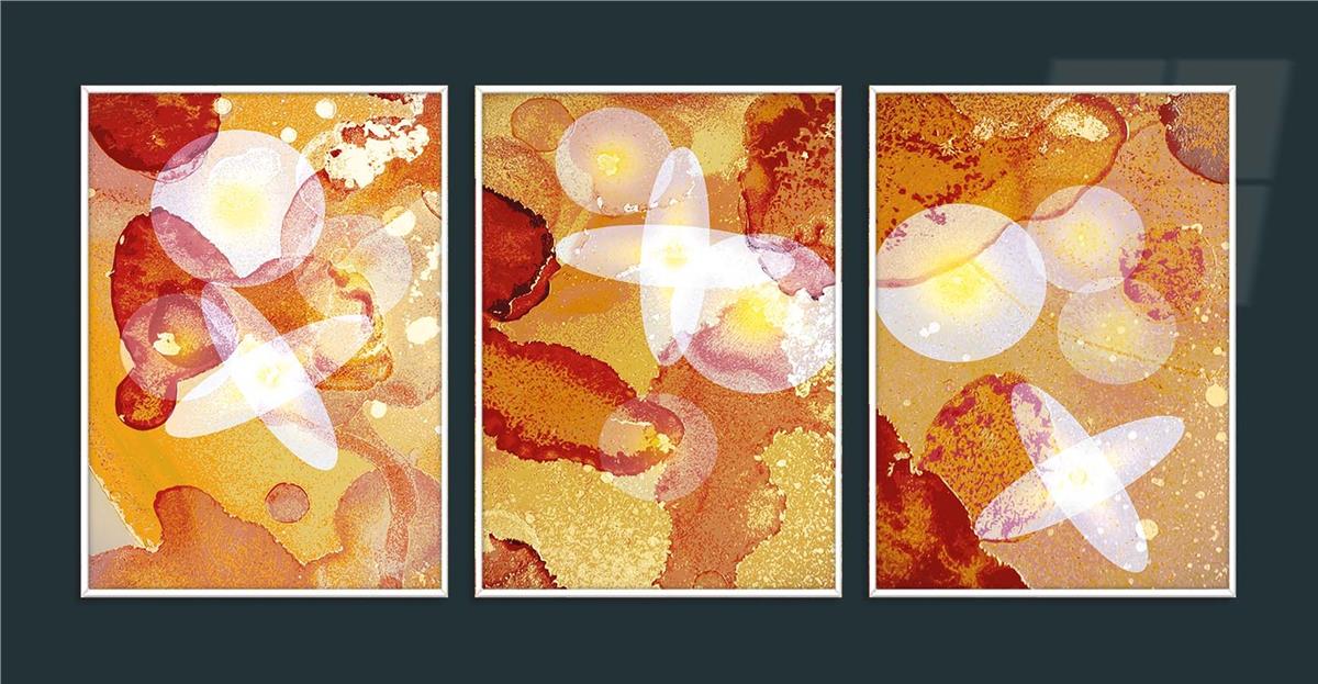 Alüminyum Çerçeveli Sanat Temalı 3'lü Set CAM Tablo 0007