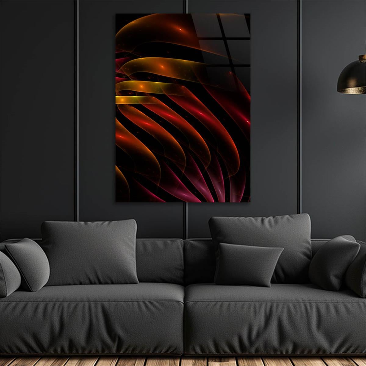 Dikey Sanat Temalı Cam Tablo 411