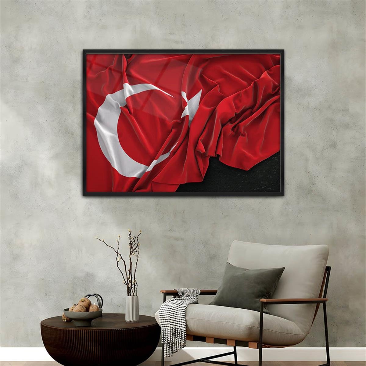 Alüminyum Çerçeveli Vatan Temalı Cam Tablo 051