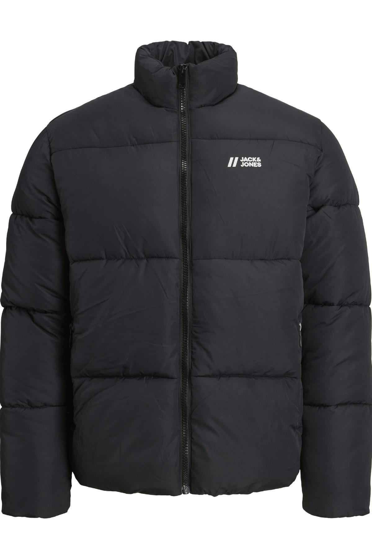 Erkek JJMAX Puffer Mont – Siyah, Dik Yaka, Su Geçirmez, Regular Fit, Kışlık Şişme Mont 