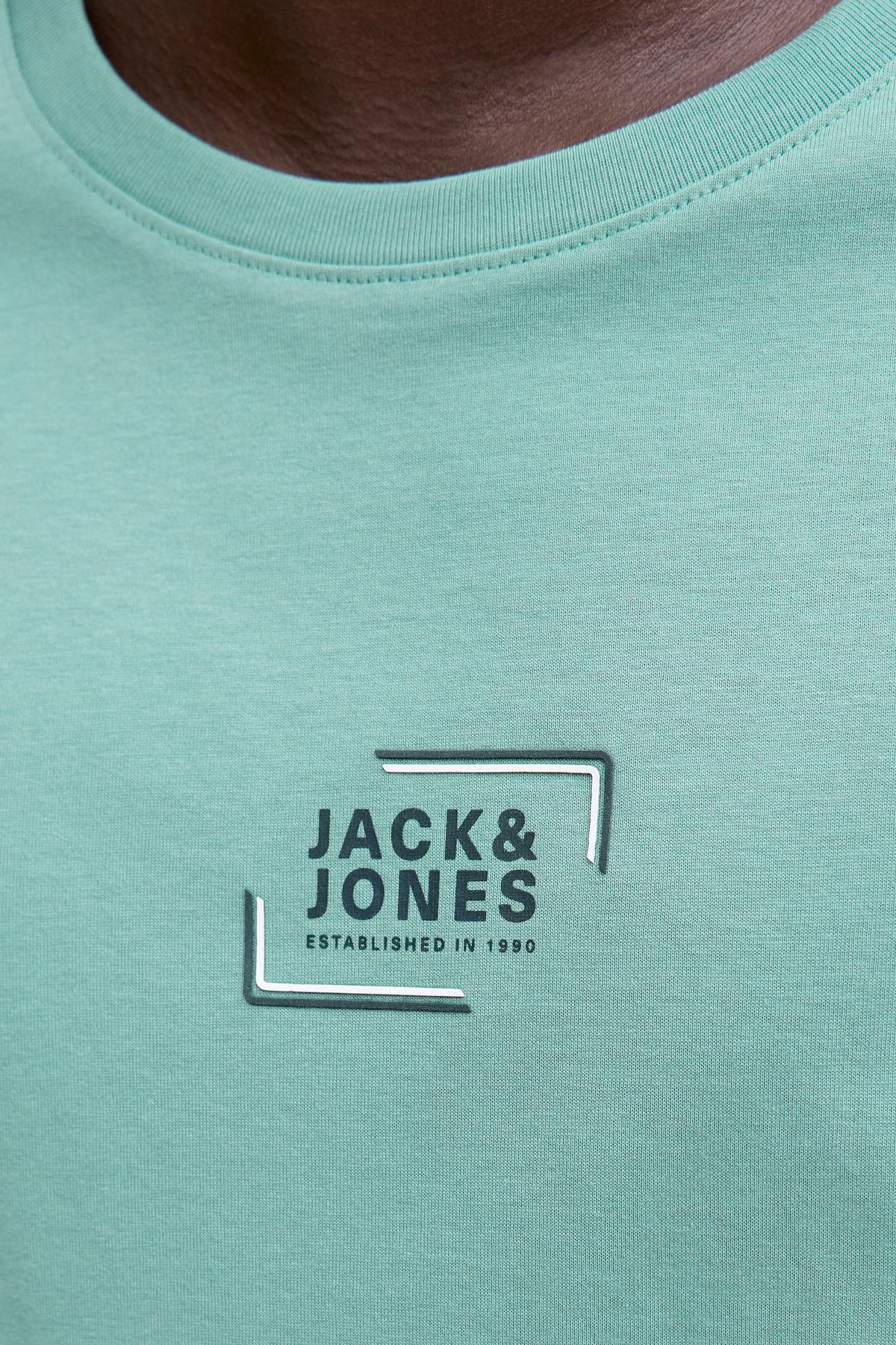 Jack & Jones Erkek Bisiklet Yaka Grafik Baskılı Tişört 