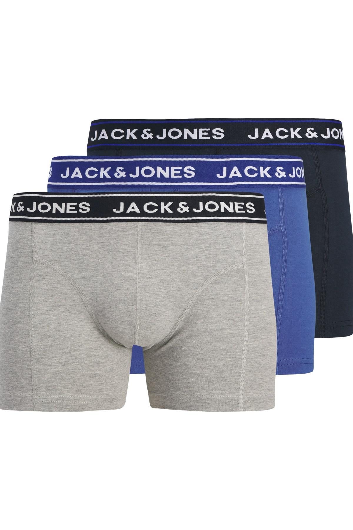 JACK & JONES Erkek JACDANNY SOLID TRUNKS 3 PACK Pamuklu Boxer 
