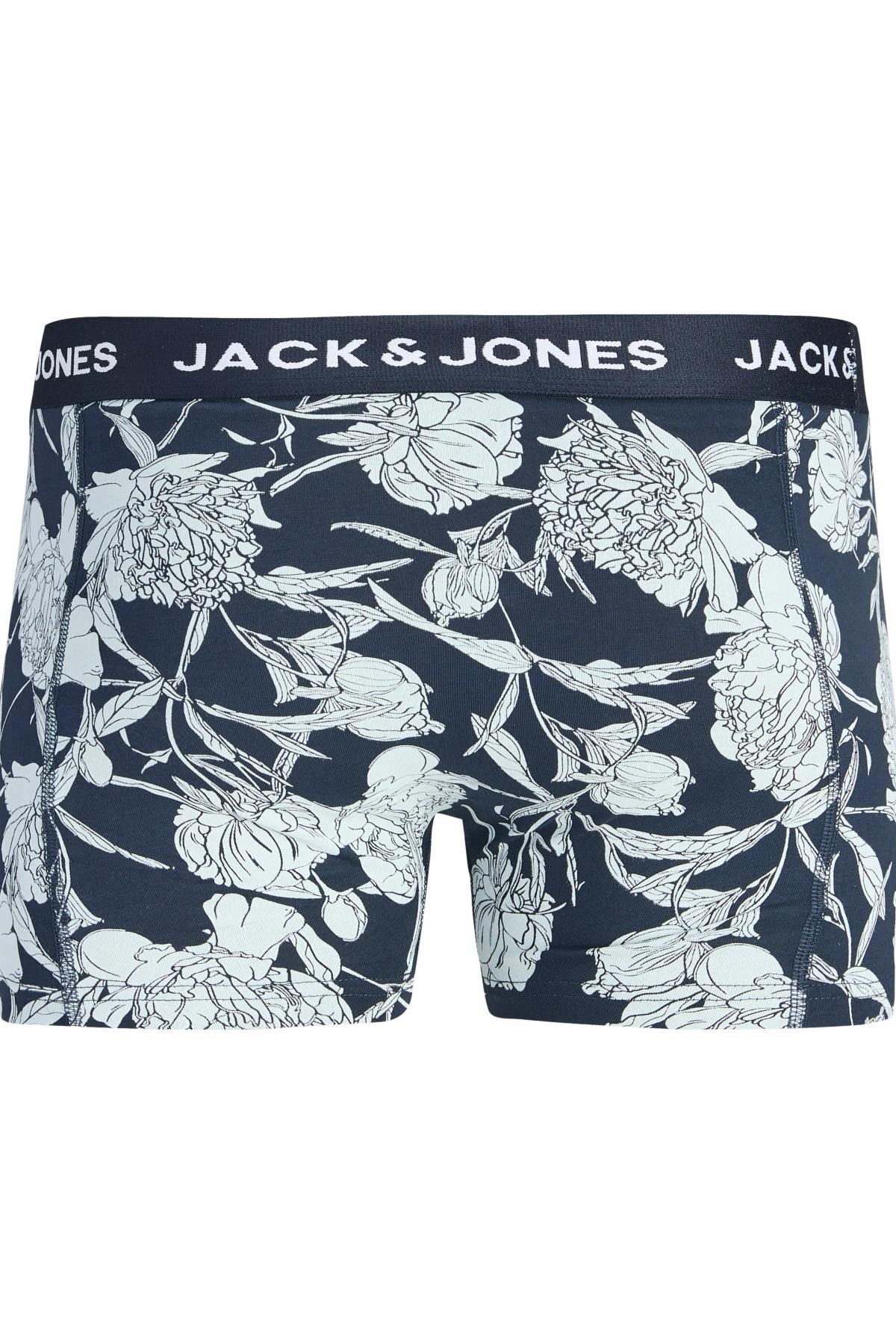 Jack & Jones JACABSTRACT Flower Erkek Boxer 3'lü Paket Desenli Rahat Pamuklu Günlük 