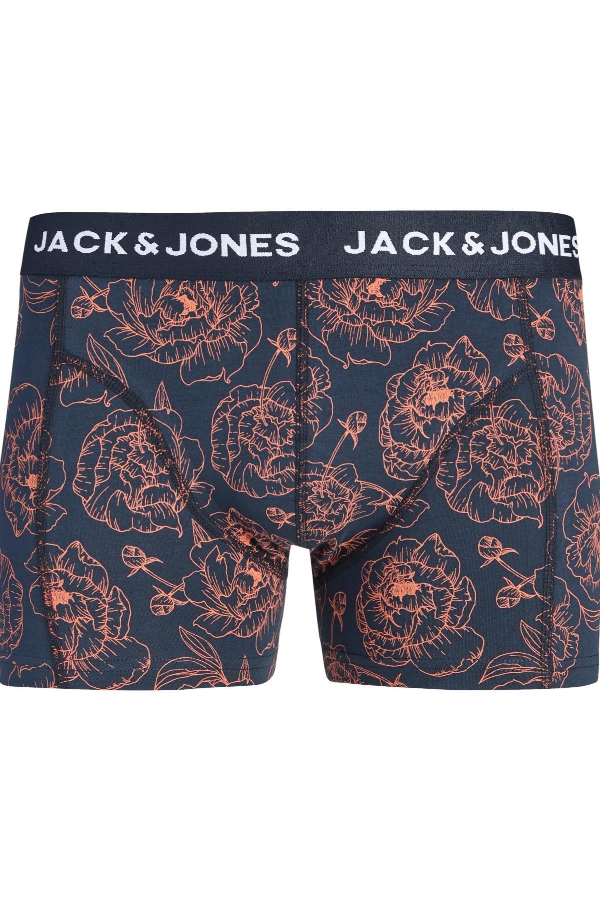 Jack & Jones JACABSTRACT Flower Erkek Boxer 3'lü Paket Desenli Rahat Pamuklu Günlük 