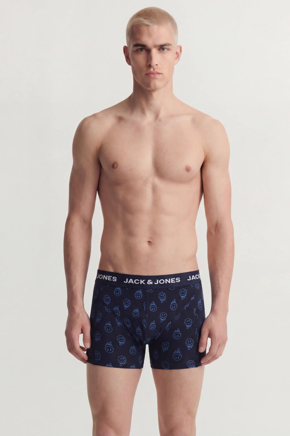 Jack & Jones JACDALE Smiley Erkek Boxer 3'lü Paket Desenli Pamuklu Rahat 