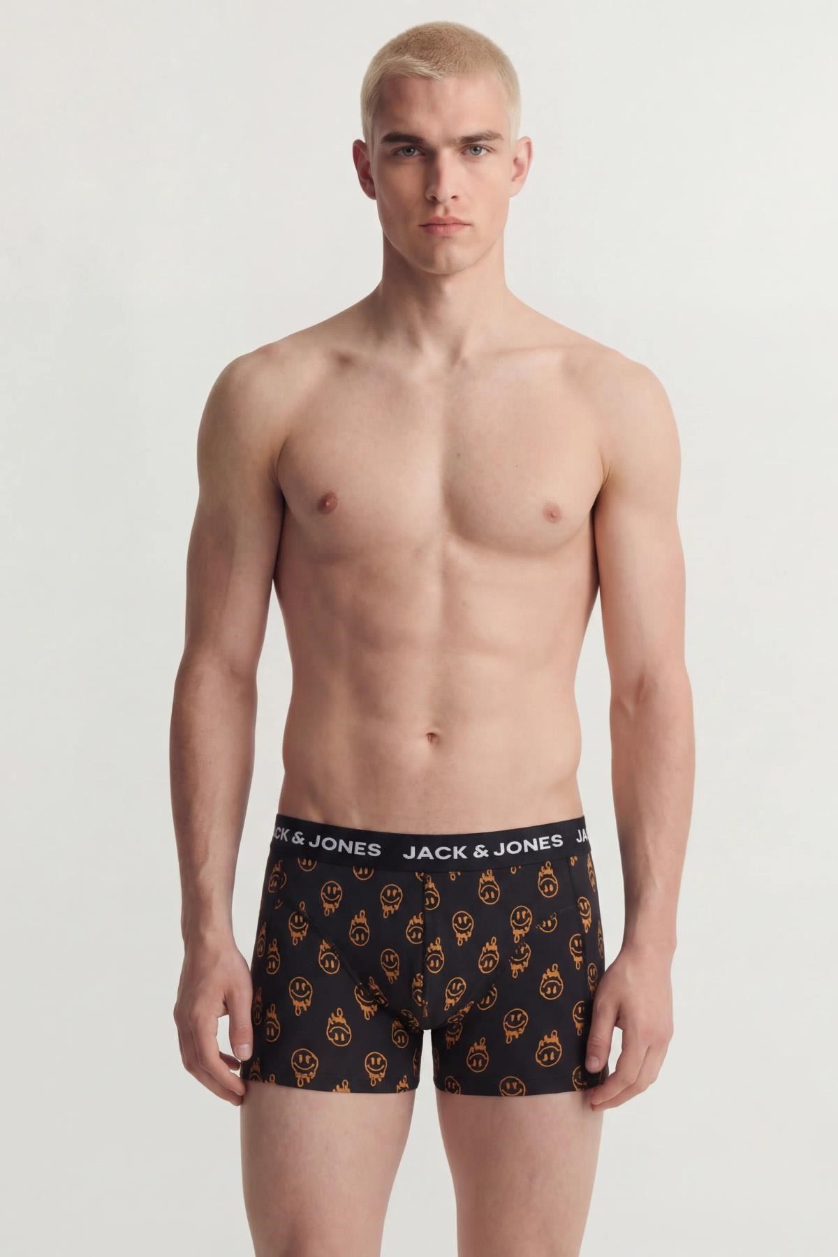 Jack & Jones JACDALE Smiley Erkek Boxer 3'lü Paket Desenli Pamuklu Rahat 