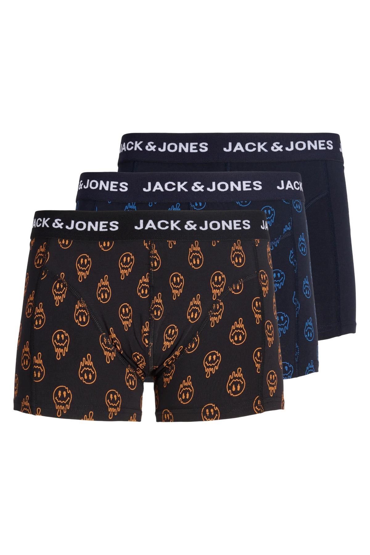 Jack & Jones JACDALE Smiley Erkek Boxer 3'lü Paket Desenli Pamuklu Rahat 