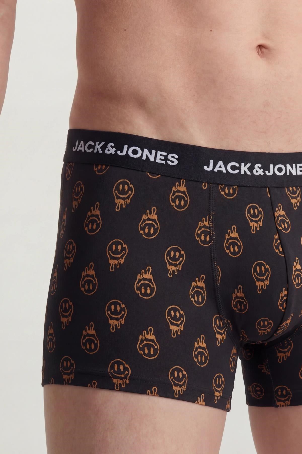 Jack & Jones JACDALE Smiley Erkek Boxer 3'lü Paket Desenli Pamuklu Rahat 