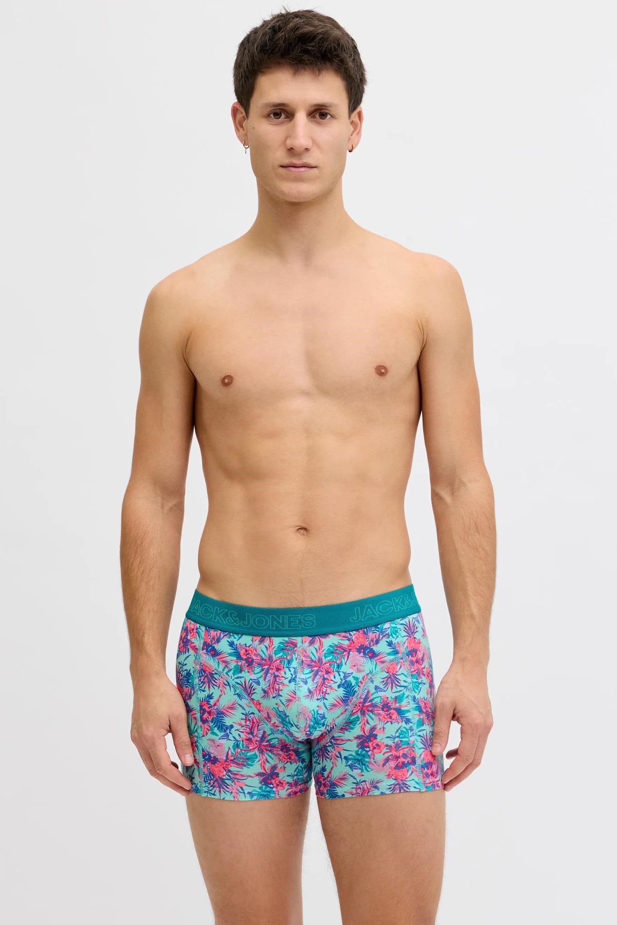 Jack & Jones JACEXOTIC Leaves 3’lü Boxer Seti Erkek Rahat Esnek Desenli 