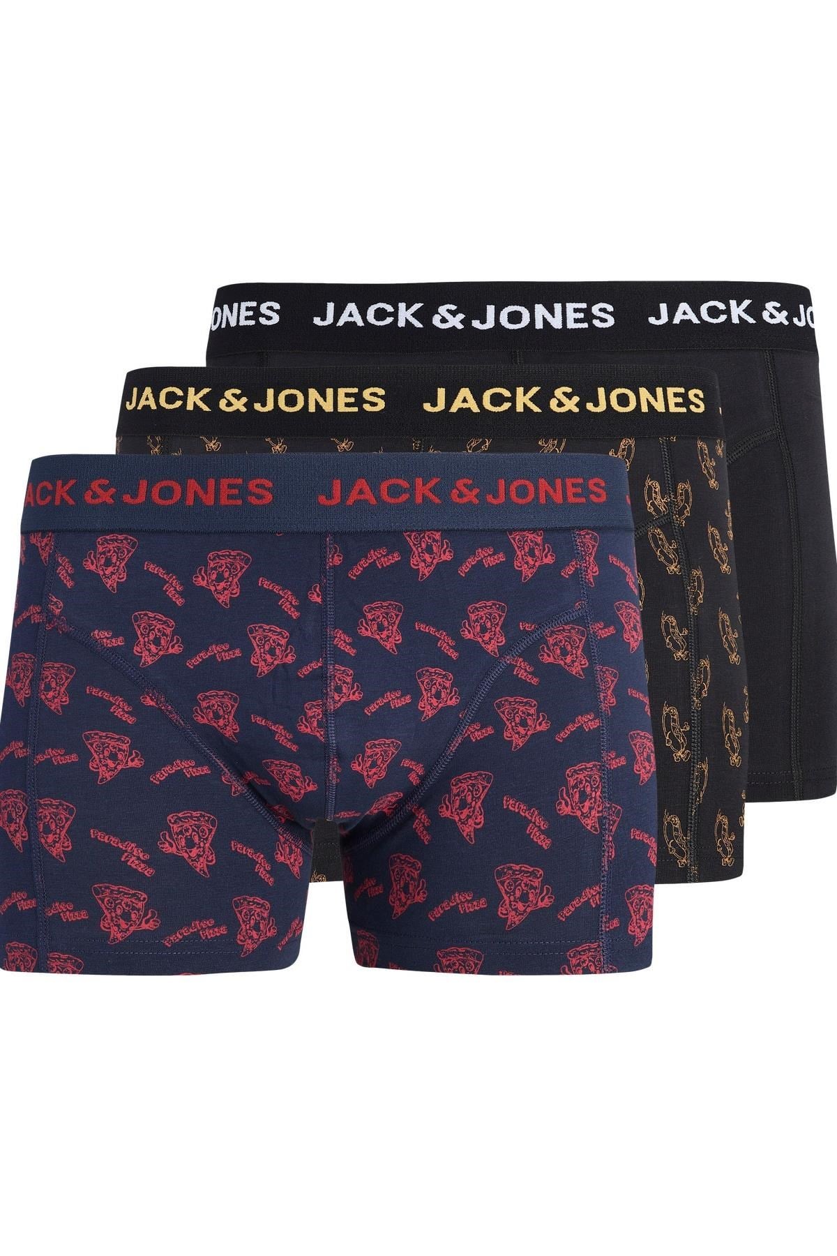 Jack & Jones JACLOGO Food Erkek Boxer 3'lü Paket Desenli Pamuklu Rahat 