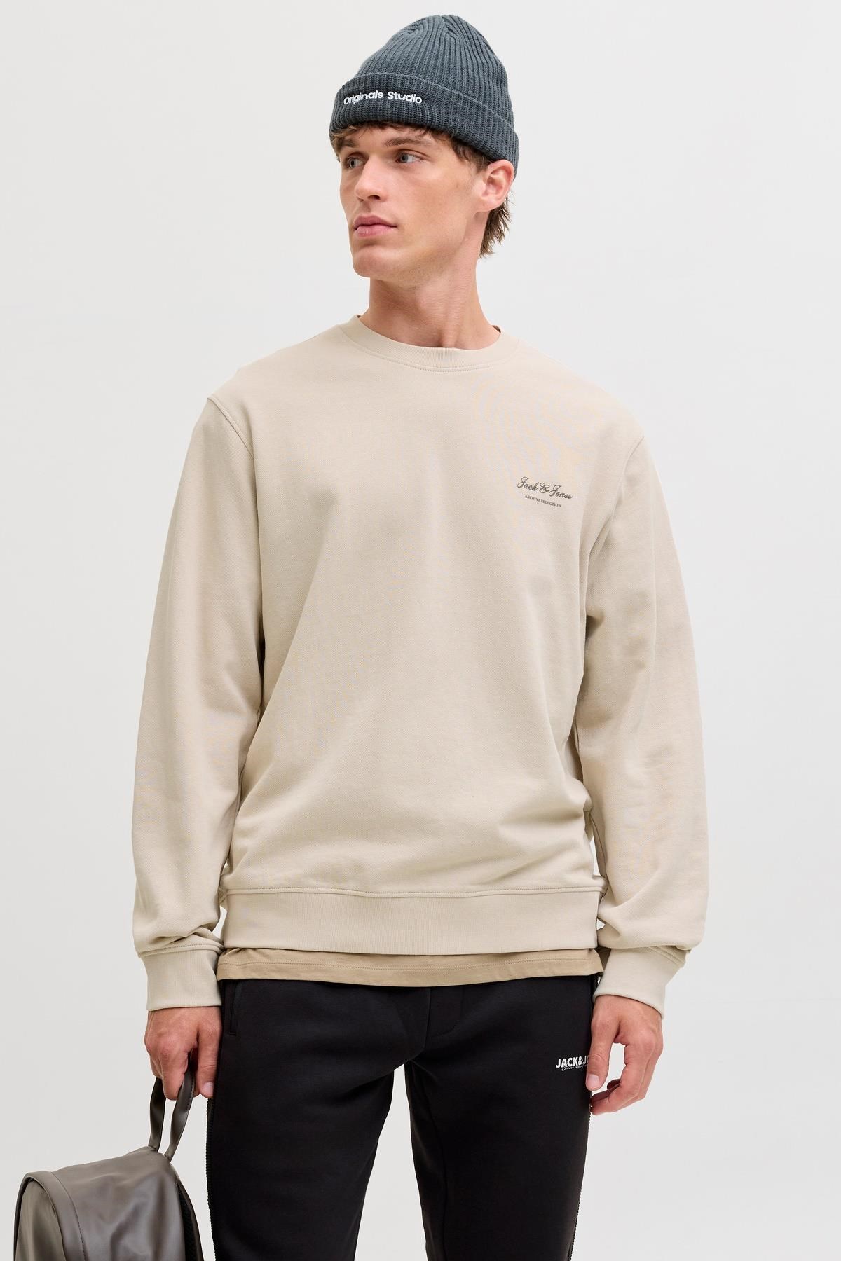Jack & Jones JJEARCHIVE Graphic Erkek Baskılı Bisiklet Yaka Sweatshirt Günlük Rahat 