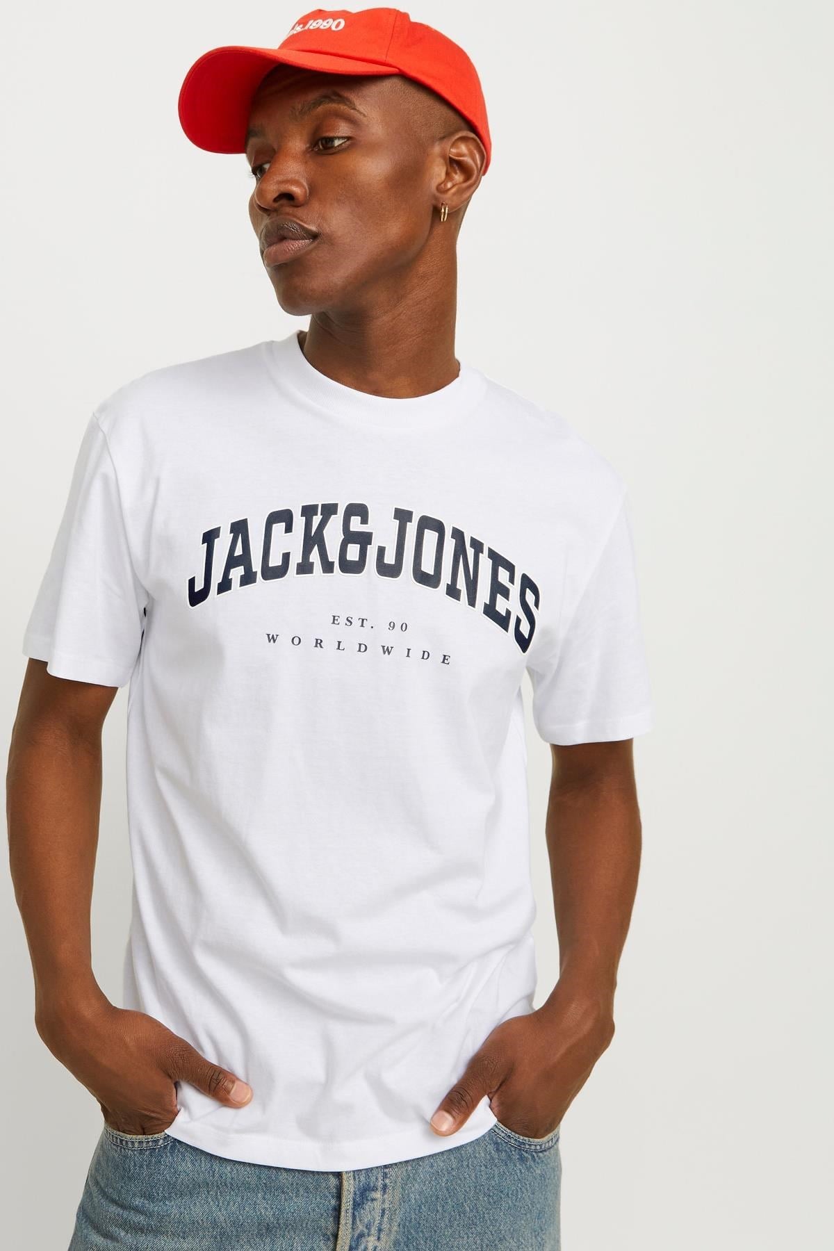 Jack & Jones JJECALEB Varsity Bisiklet Yaka Erkek T-Shirt 