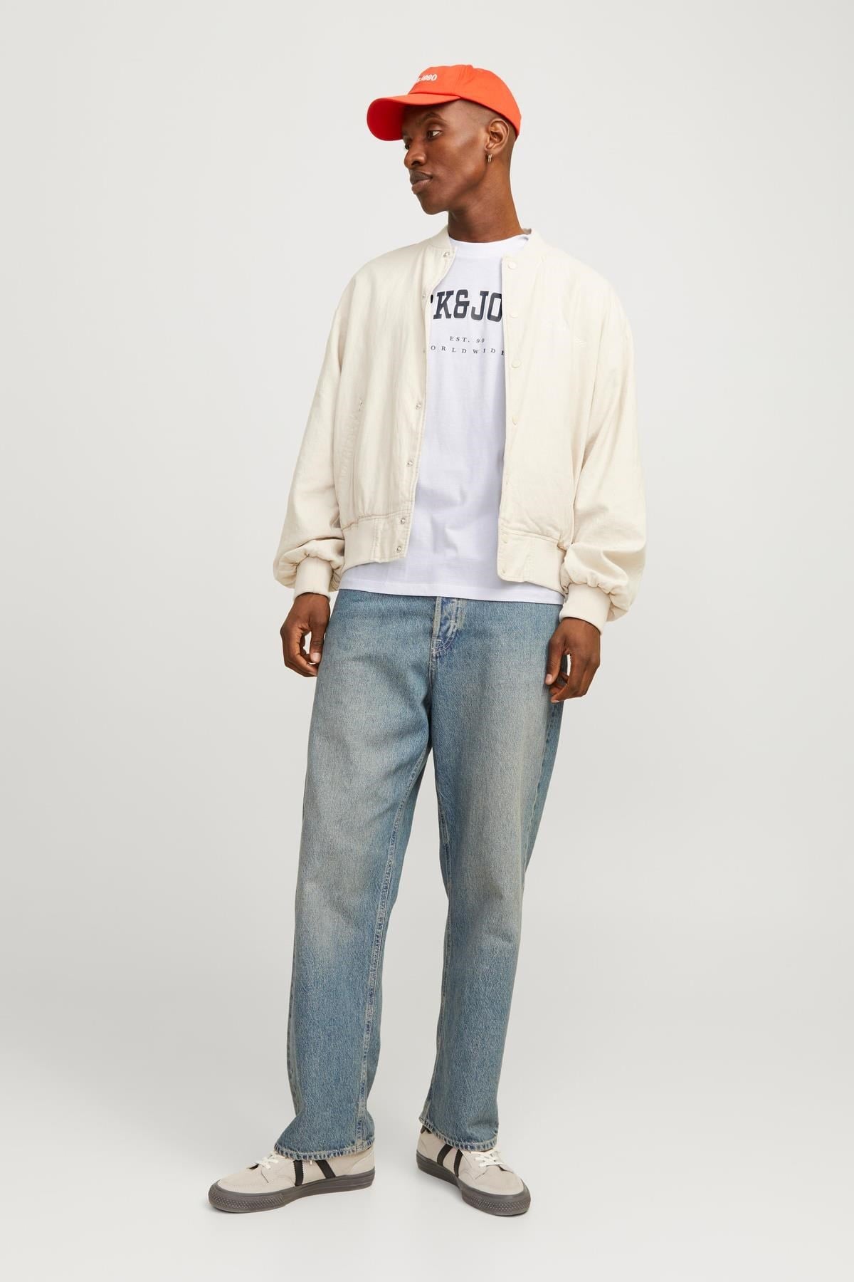 Jack & Jones JJECALEB Varsity Bisiklet Yaka Erkek T-Shirt 