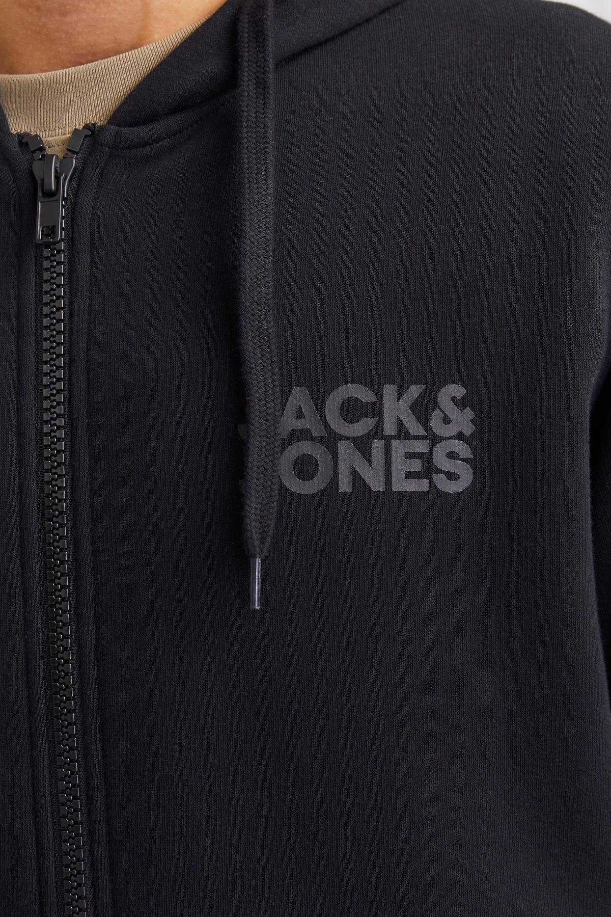 Jack & Jones JJECORP Logo Erkek Fermuarlı Kapüşonlu Sweatshirt Günlük Rahat 