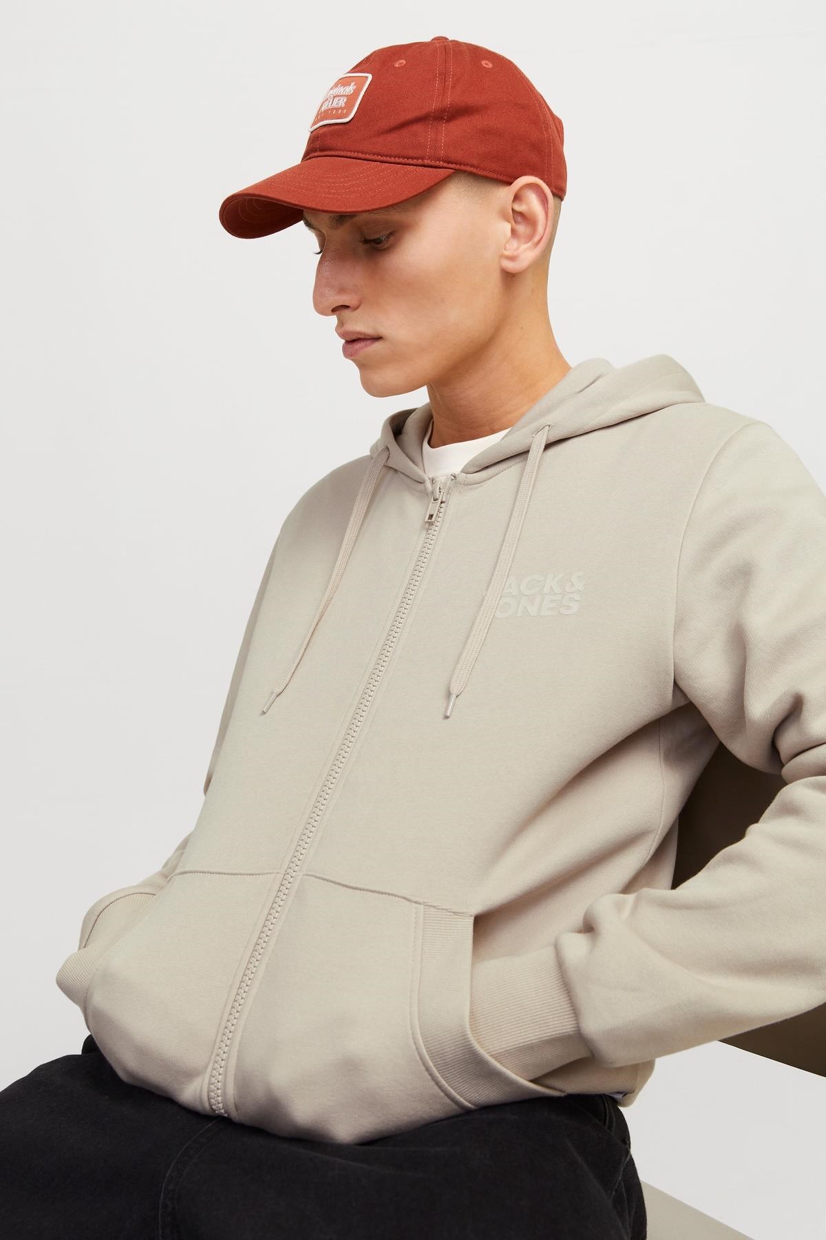 Jack & Jones JJECORP Logo Erkek Fermuarlı Kapüşonlu Sweatshirt Günlük Rahat 