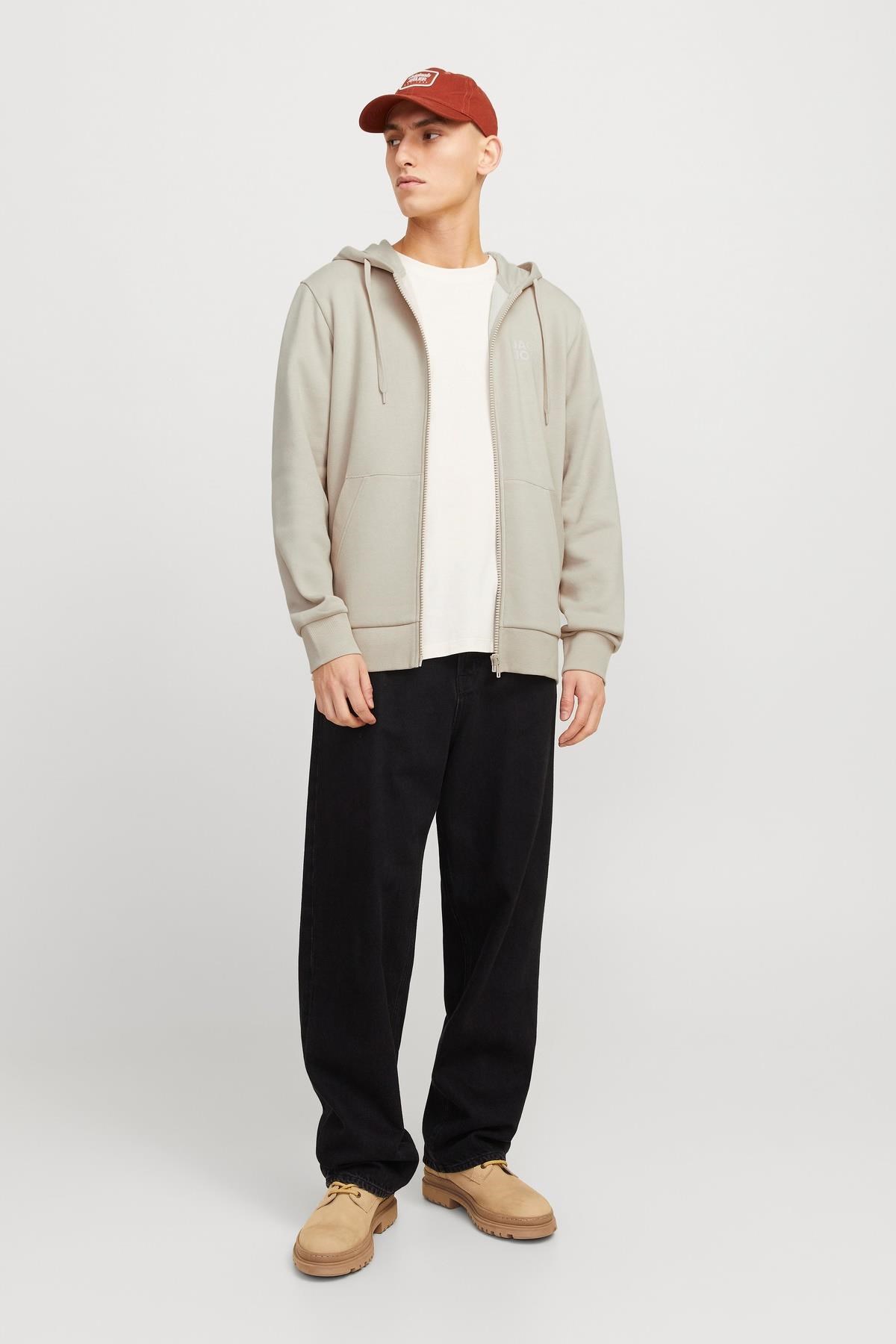 Jack & Jones JJECORP Logo Erkek Fermuarlı Kapüşonlu Sweatshirt Günlük Rahat 