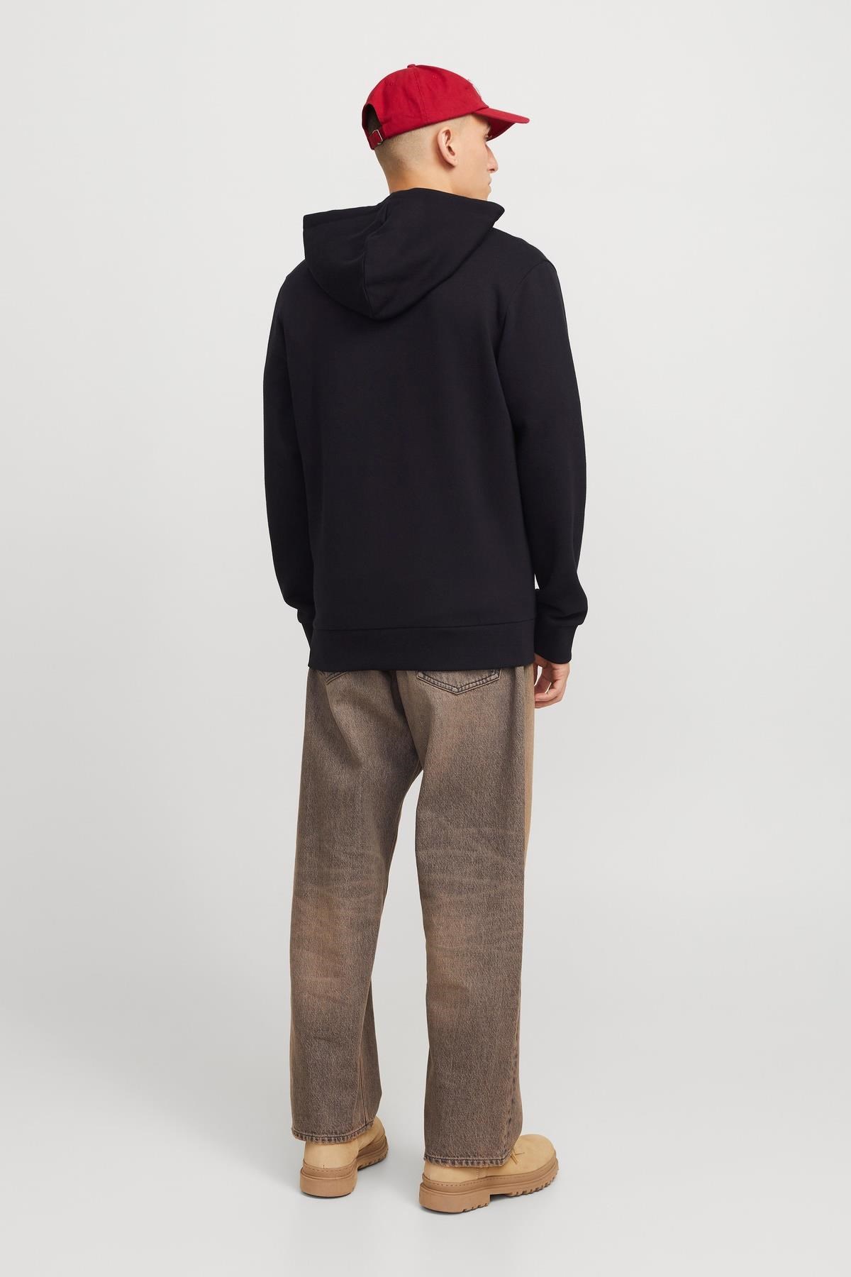 Jack & Jones JJECORP Logo Erkek Fermuarlı Kapüşonlu Sweatshirt Günlük Rahat 