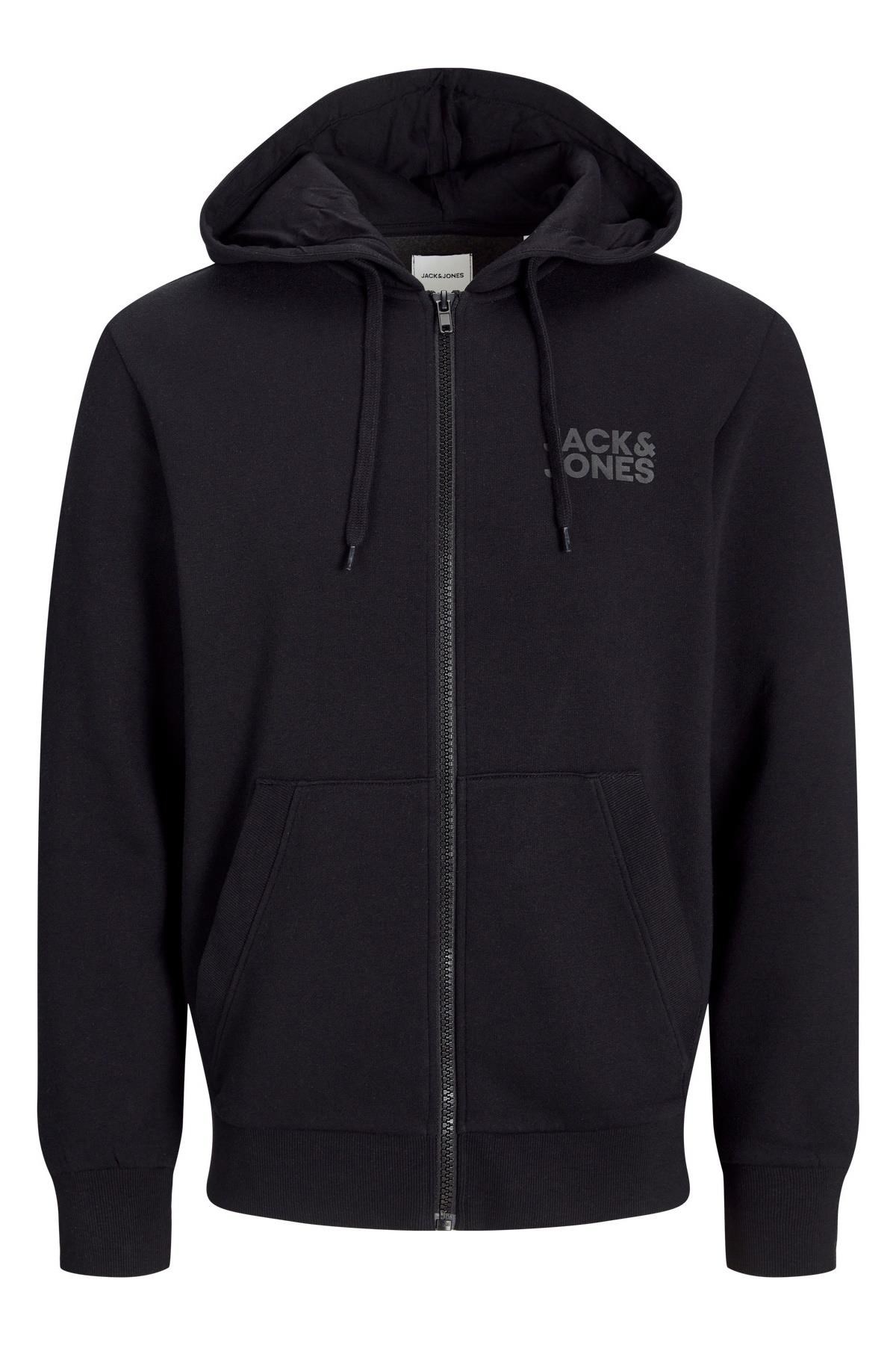 Jack & Jones JJECORP Logo Erkek Fermuarlı Kapüşonlu Sweatshirt Günlük Rahat 