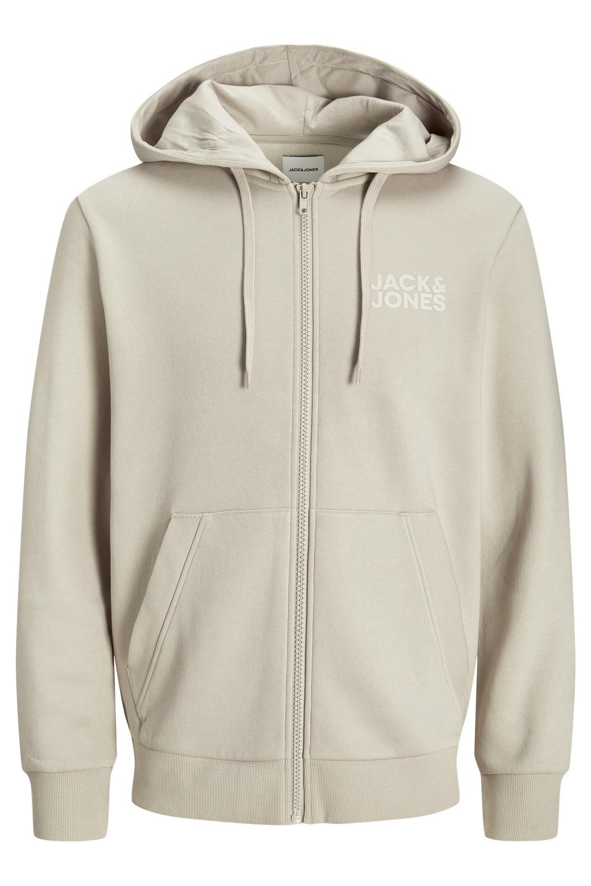 Jack & Jones JJECORP Logo Erkek Fermuarlı Kapüşonlu Sweatshirt Günlük Rahat 