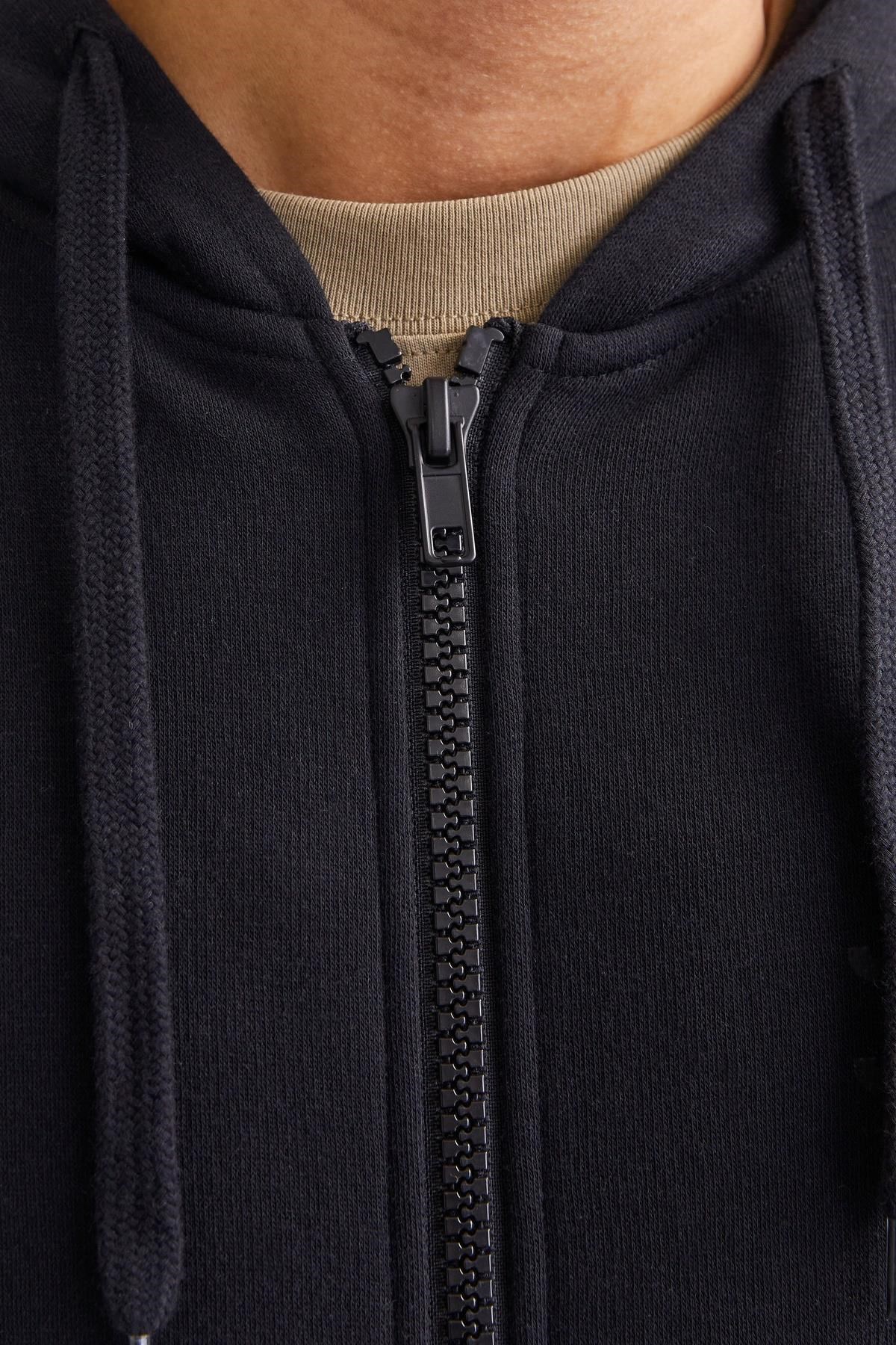 Jack & Jones JJECORP Logo Erkek Fermuarlı Kapüşonlu Sweatshirt Günlük Rahat 