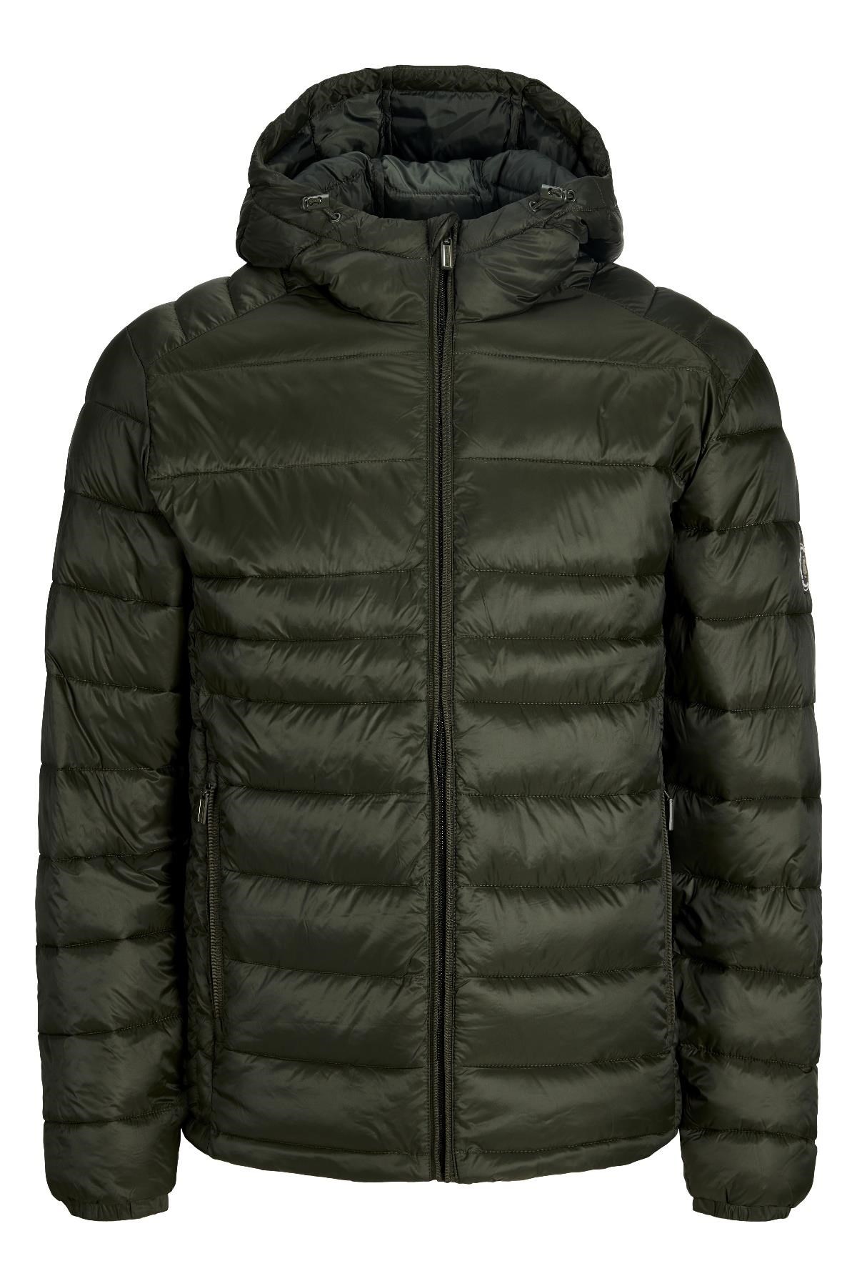 Jack & Jones JJEKINGSLEY Erkek Kapüşonlu Hafif Şişme Mont Puffer Günlük Rahat 
