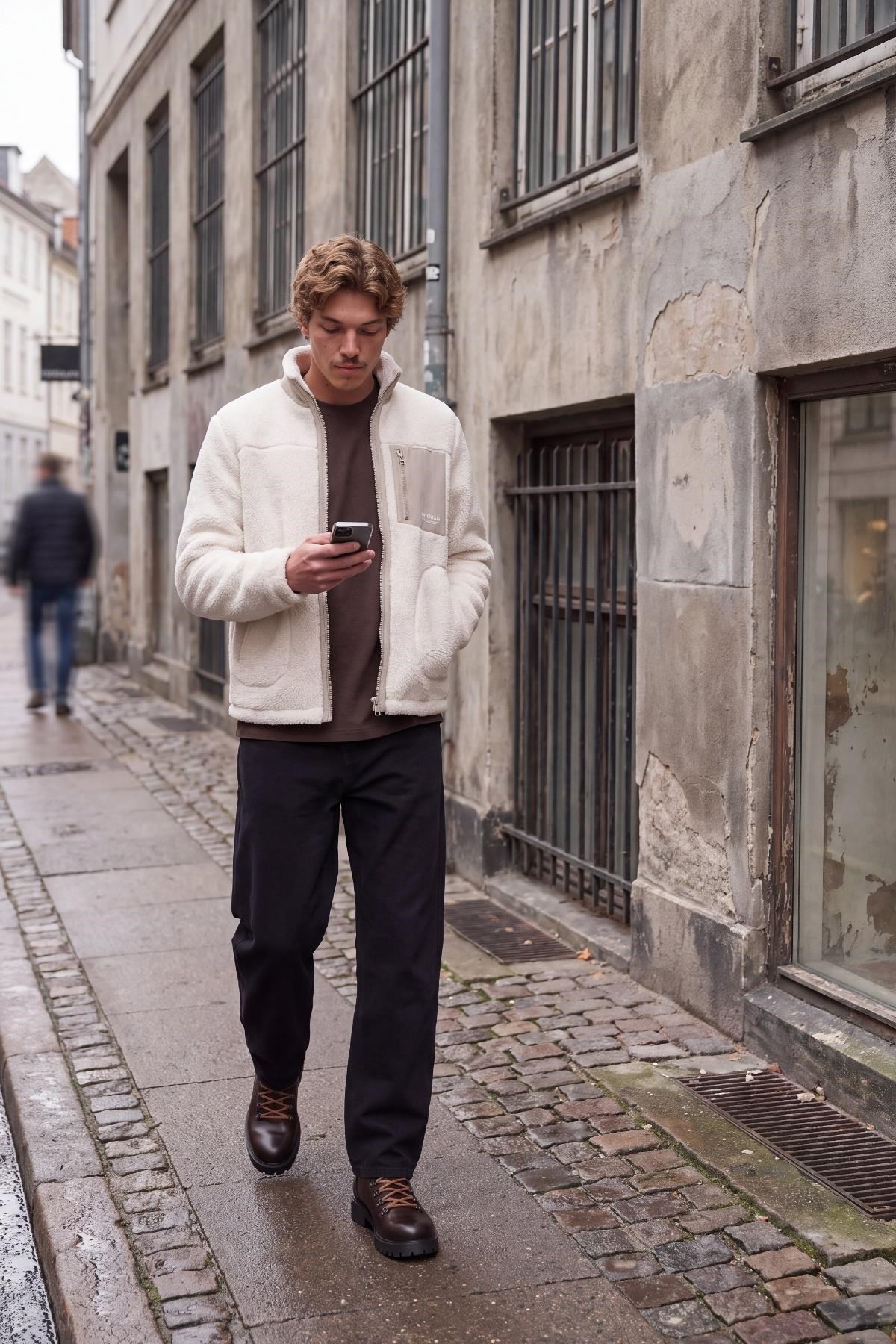 Jack & Jones JJESOHO Erkek Teddy Peluş Ceket Günlük Rahat 