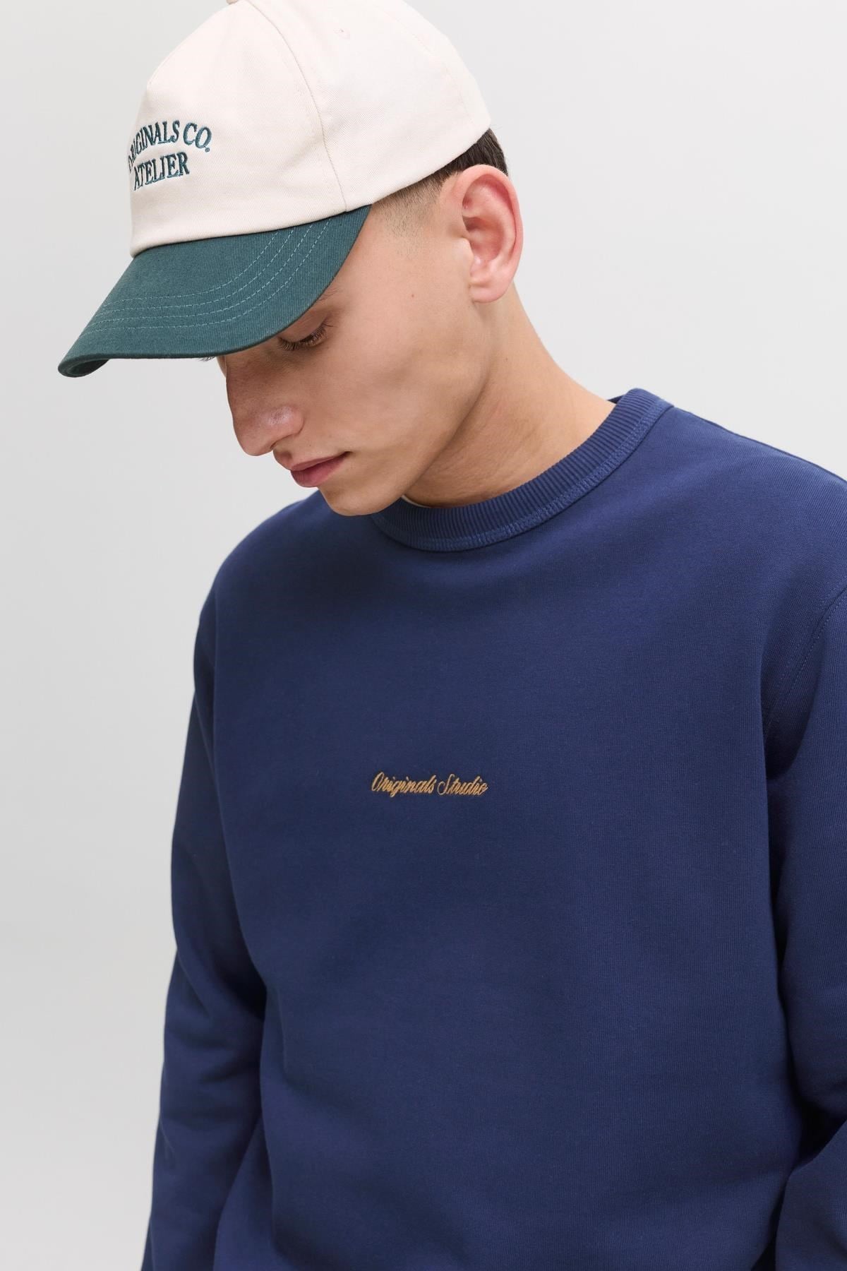 Jack & Jones JORNORREBRO Nakış Detaylı Bisiklet Yaka Erkek Sweatshirt 