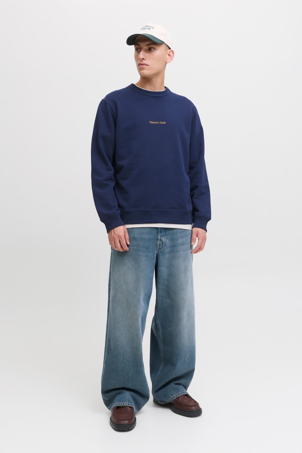 Jack & Jones JORNORREBRO Nakış Detaylı Bisiklet Yaka Erkek Sweatshirt 