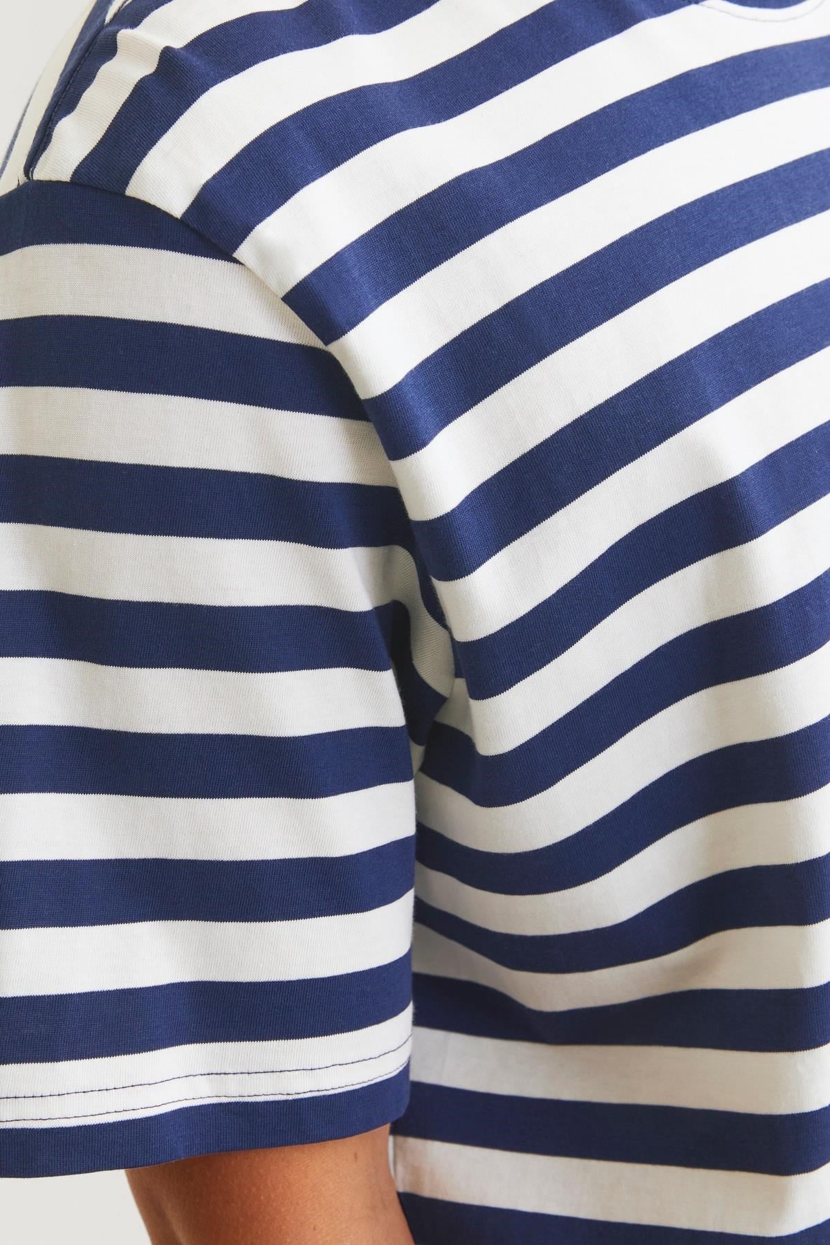 Jack & Jones JORVESTERBRO Newton Çizgili Bisiklet Yaka Erkek T-Shirt 