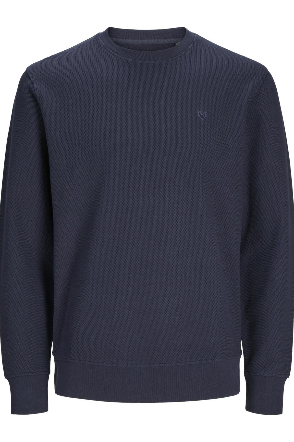 JPRBLAROWAN STRUCTURED SWEAT CREW NECK LACİVERT12259351